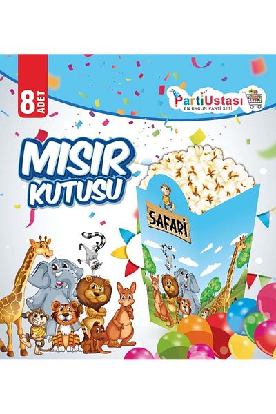 TURKUAZ PARTY Corn Box - Safari - 15x15 Cm
