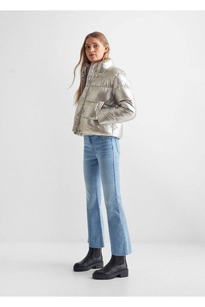 Mango Teen Jachetă de culoare argintie pentru copii