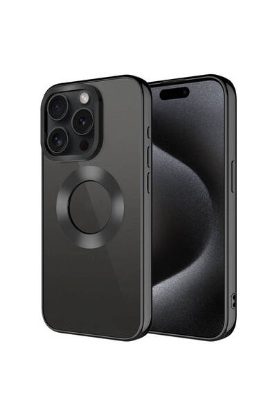 Rivor Apple iPhone 15 Pro Max Kılıf Kamera Çıkıntılı Kenarları Renkli Şeffaf ...