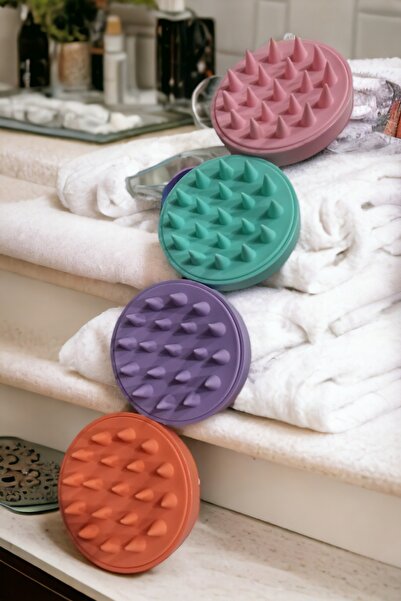 SEYFİKİRTASİYE 4 ADET SİLİKON SAÇ DERİSİ MASAJ VE SAÇ BAKIM ŞAMPUAN FIRÇASI 8 CM ÇAPINDA SAÇ BAKIM FIRÇASI 4 RENK