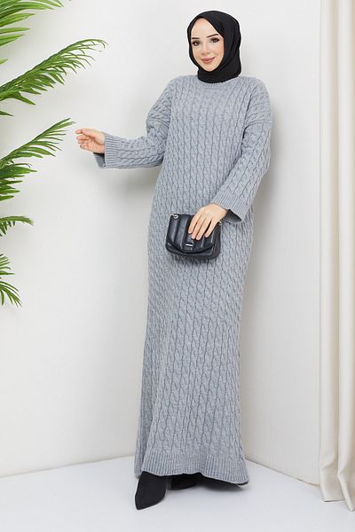Pamuk Butik Γυναικείο πλεκτό φόρεμα με πλεκτά μαλλιά