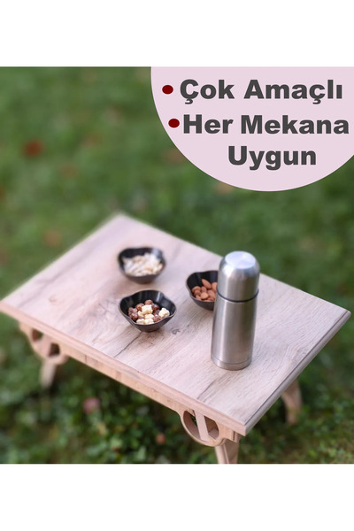 YUNUSOĞLU HOME Çok Amaçlı Katlanabilir Ahşap Mini Masa