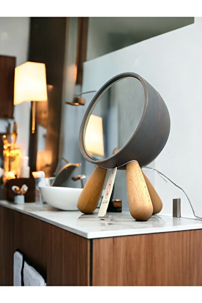 Decorative Desktop Makeup Mirror Gray Color, Pedestal Mirror, Desk Mirror, Decor Mirror