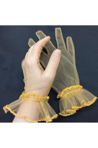 es moda shop Bella evening dress bridal gloves short mustard