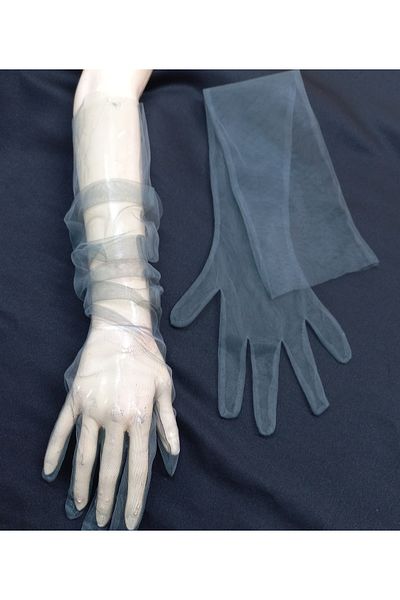 es moda shop Bella evening dress bridal gloves long gray