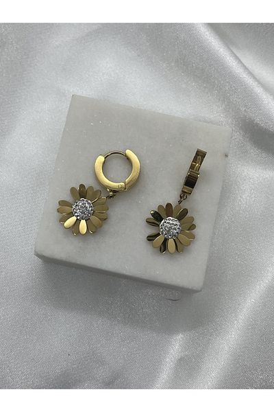 Yıldız Accessory Steel Daisy Earrings (WITH GOLD AND SILVER 2-COLOR OPTION)