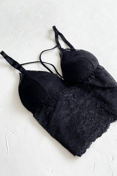 MEBA Δαντελένιο Bralet Σετ με Λευκό Σατέν Σορτς