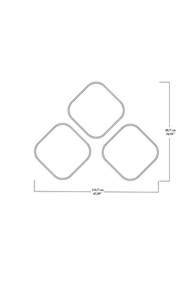 ARNETTİ Atlantis Medium Modern Dekoratif Beyaz 3 Parça Salon Ayna