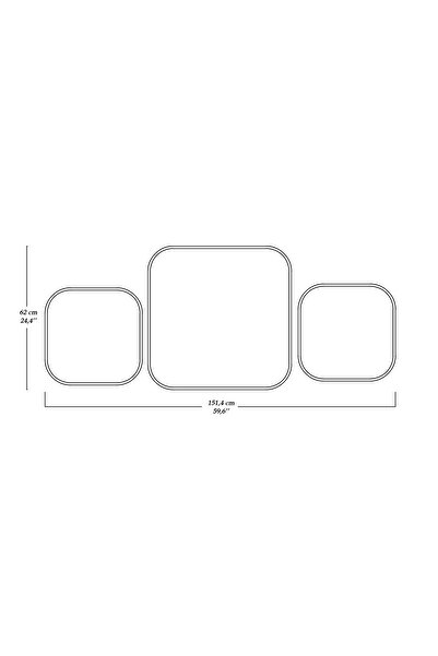 ARNETTİ Atlantis Large Modern Dekoratif Beyaz 3 Parça Salon Ayna