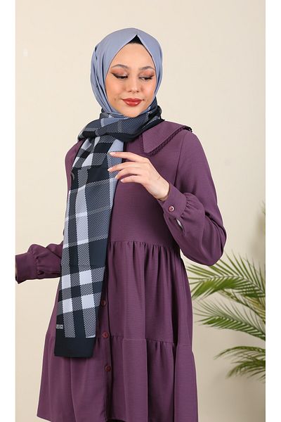 ERGÜL Μεταξωτό σάλι Hijabchi με καρό σχέδιο Medina
