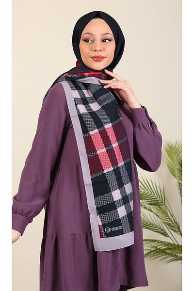 ERGÜL Μεταξωτό σάλι Hijabchi με καρό σχέδιο Medina