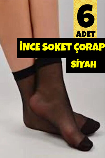 Müjde Black Thin Socks - 6 Pairs