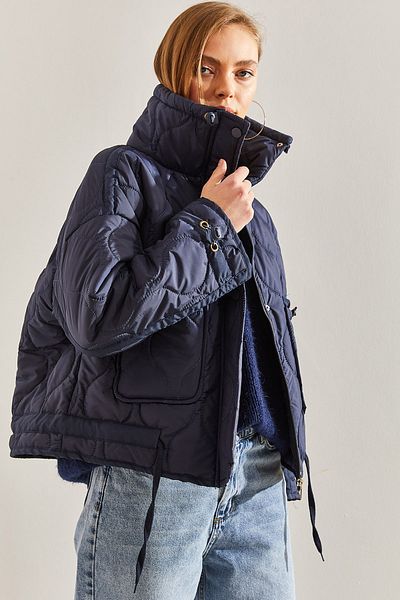 Bianco Lucci Elastischer Damenmantel mit Kragen und Reißverschluss