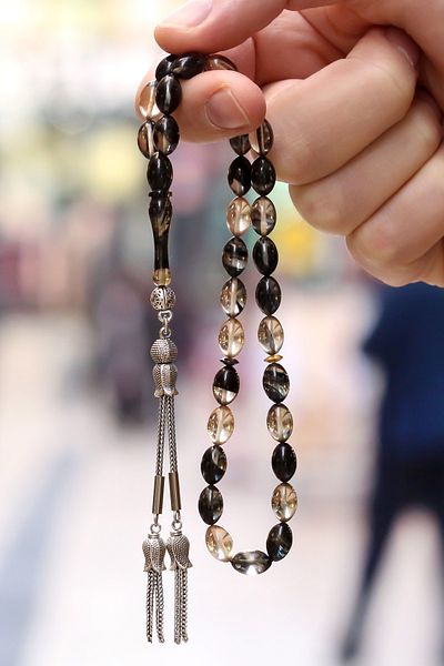 TESBİHCİBABA Popular Smoked Color Squeeze Amber Prayer Beads, Men's Gift Prayer Beads
