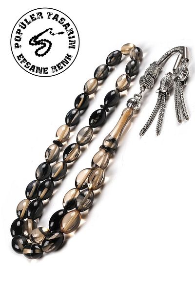 TESBİHCİBABA Popular Smoked Color Squeeze Amber Prayer Beads, Men's Gift Prayer Beads