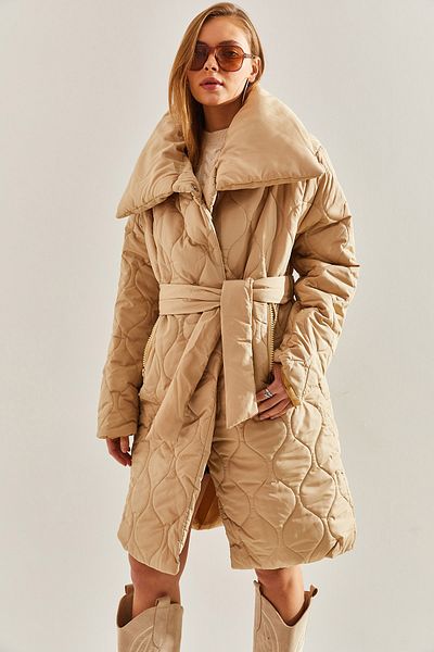 Bianco Lucci Dámsky oversize puffer kabát s kovovými gombíkmi