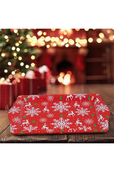 Myros Red Deer Snowflake Mini Metal Tray