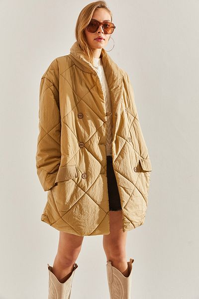 Bianco Lucci Dámský oversize puffer kabát na knoflíky