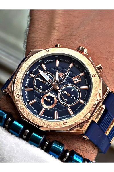 Navimarine Dark Blue Color Functional Mechanism Men's Wristwatch + BRACELET WITH GIFT