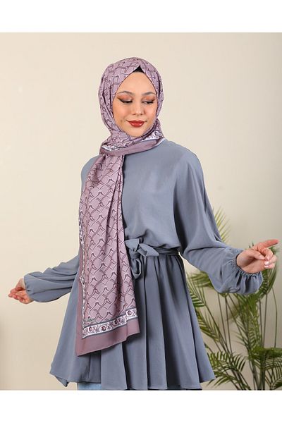 hijabchi Dusty Rose Imported Patterned Medina Silk - Shawl Su Series |   New Collections