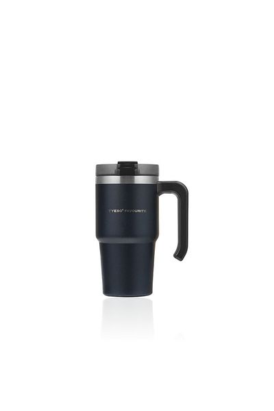 Tyeso Maxus Mug Vacuum Double Wall Heat Insulated with Straw 600 ML Black