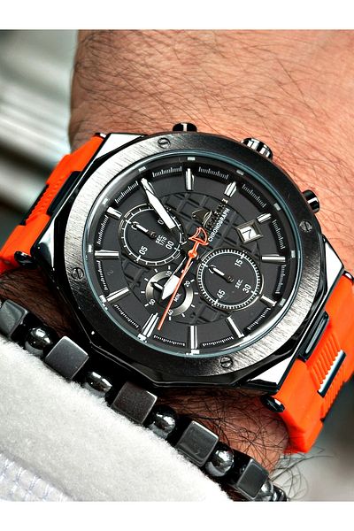 Navimarine Orange Color Functional Mechanism Men's Wristwatch + BRACELET WITH GIFT