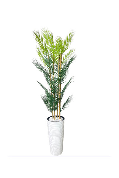 Bahçem Yapay Yapraklı Dekoratif Palmiye Ağacı 4 Gövde Kumsal Saksıda 190cm