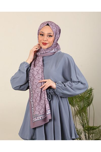 hijabchi Dusty Rose Imported Patterned Medina Silk - Shawl Su Series |   New Collections