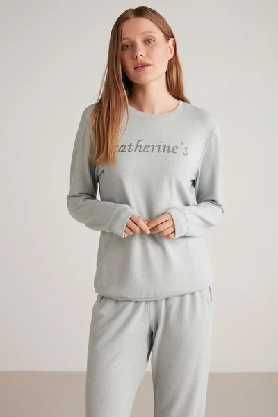 Catherine's CATHERİNES UZUN KOLLU YUMUŞAK DOKULU UZUN KOLLU KADIN PİJAMA TAKIM 2428