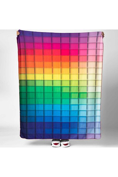 The Lucid Lab Colors of Life - Rainbow Colored Fleece Tv Blanket
