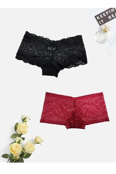 GECKO COLLECTION Γυναικεία σώβρακα Gecko Lace - Fantasy Shorts Boxers, 2 τμχ