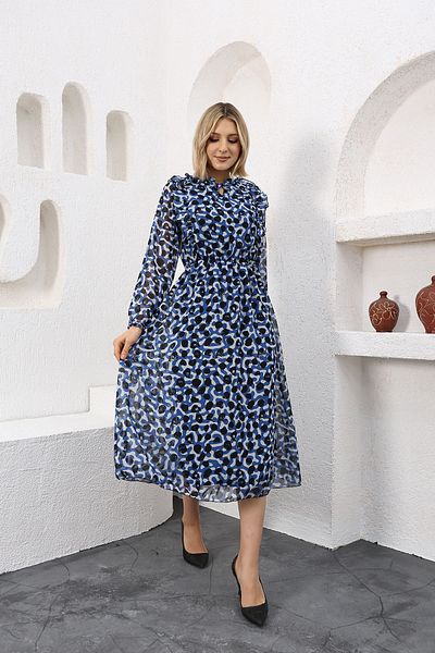Neşeli Butik rochie de dama din sifon cu model cu talie elastica RSSN47