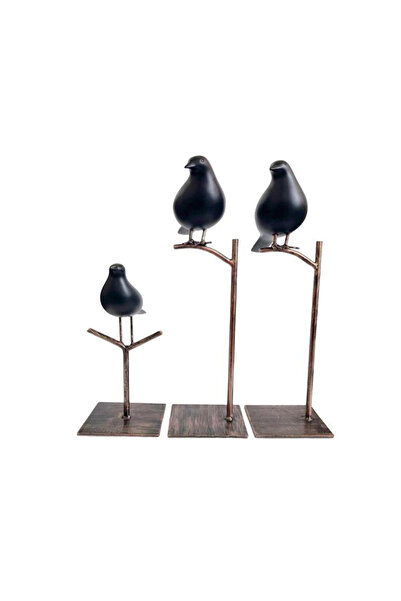 Kokosh Home Poly Dekoratif 3 Lü Meltal Dallı Kuş 40X38X25Cm