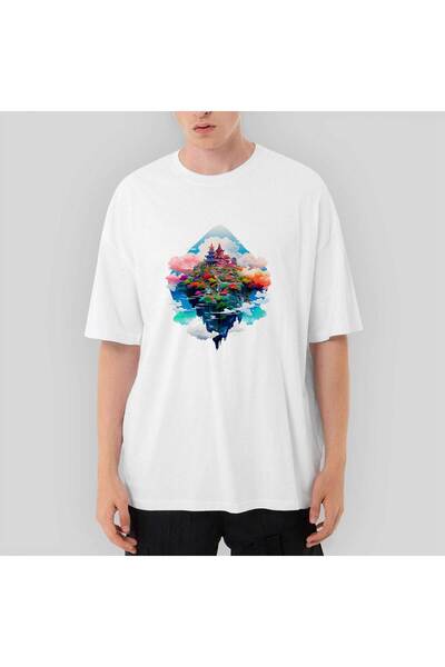 Z zepplin Tricou alb oversize The island On The Cloud