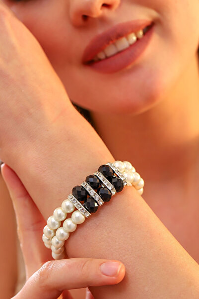 DiZe'S Tasarım Women's Special Design Pearl Bracelet Double Color