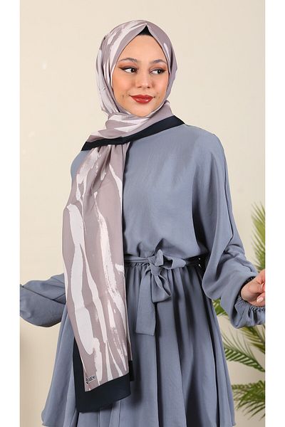 hijabchi Σάλι με σχέδιο Zebra Medina Silk - Black Mink Νέες συλλογές