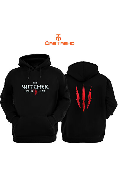 ÖRSTREND Witcher 3 Printed 3 Thread Unisex Black Hooded Sweatshirt