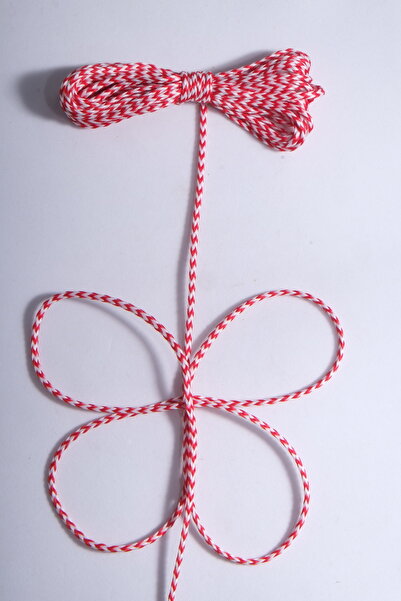 Eskişehir hobi sanat Knitted 2 mm 5 Meter Red and White Marteniçka Rope Lucky...