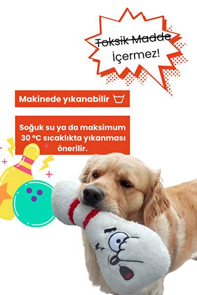 Havhav Bowling Themed Dog Toy Set, 2 Pieces of Squeaky Plush Dog Toy, Dog Tug of War Game