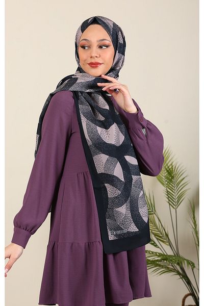 hijabchi Δαχτυλίδι σάλι με μοτίβο από μετάξι Medina - Νέες συλλογές Black Mink
