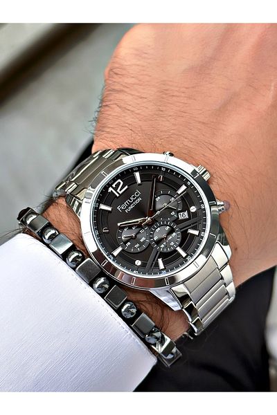 Ferrucci Silver Color Functions Active Steel Strap Men's Wristwatch + BRACELET WITH GIFT