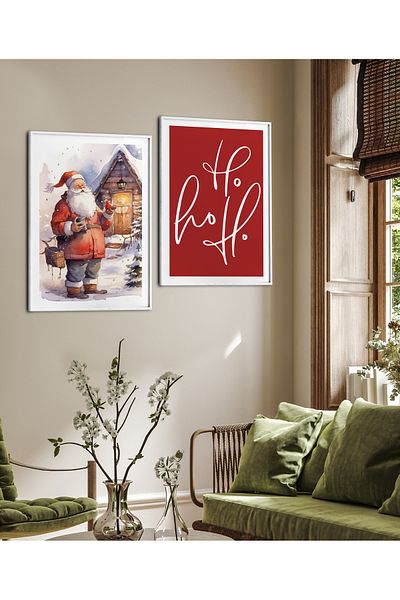 HOMEPACK Διπλό σετ Πίνακας με κορνίζα Santa Claus Christmas Series Αφίσα Διπλός Πίνακας16
