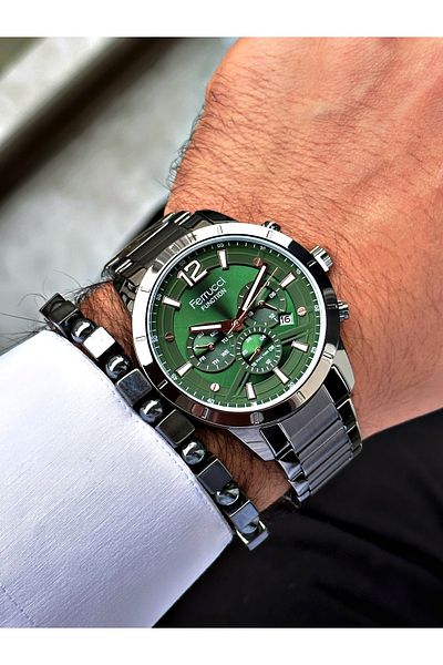 Ferrucci Smoked Color Functions Active Steel Strap Men's Wristwatch + BRACELET WITH GIFT