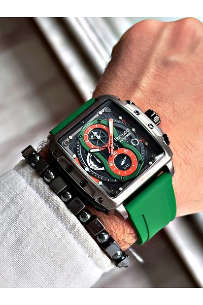 Ferrucci Green Color Functions Active Sports Men's Wristwatch + BRACELET WITH GIFT