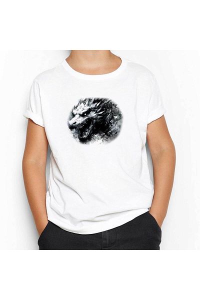 Z zepplin Tricou alb pentru copii Dragon Pencil Drawing