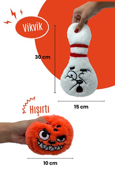 Havhav Bowling Themed Dog Toy Set, 2 Pieces of Squeaky Plush Dog Toy, Dog Tug of War Game