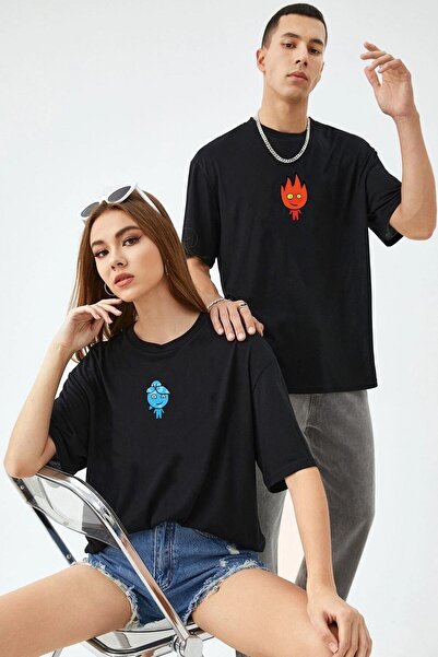 AAAtopraktan Liebhaber-T-Shirt, Paar-Kombination, Feuer-Wasser-Avatar