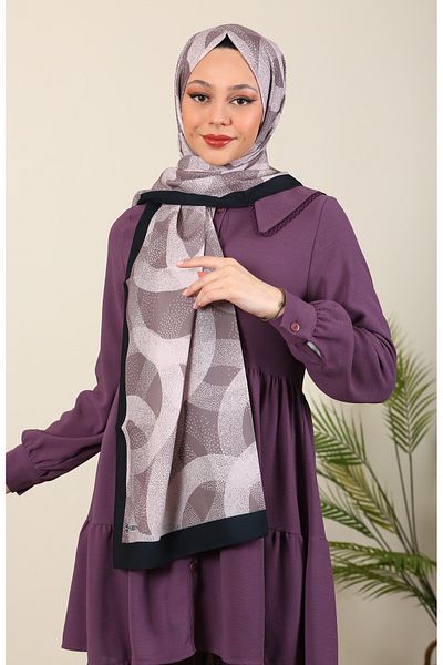 hijabchi Δαχτυλίδι με μοτίβο από μετάξι Medina - Dark Mink New Collections