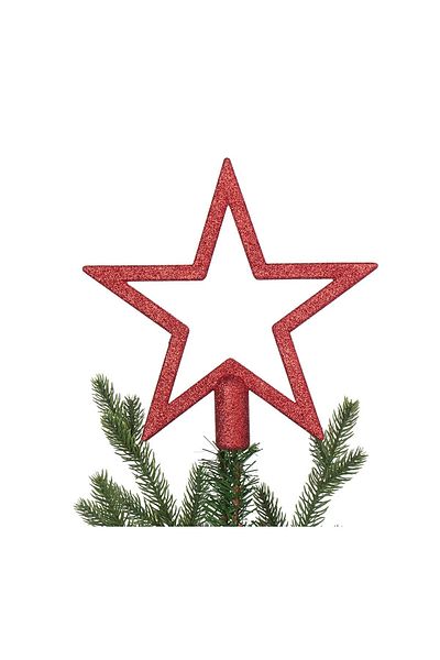 Parti dolabı Red Shiny Christmas Tree Star Peak Ornament 18 cm