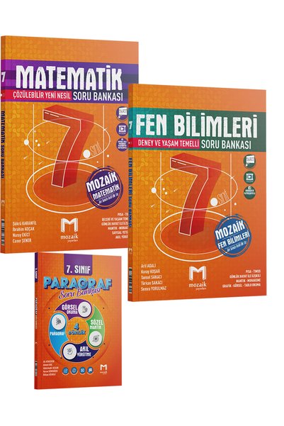 Mozaik Yayınları Mozaik 7. Sınıf Matematik Fen Bilimleri Soru Seti 2024 (Moza...